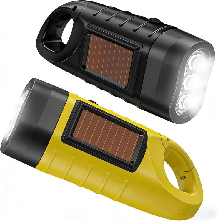 Picture of 2 Pack Wind Up LED Torch Solar & Hand Crank Emergency Light for Camping