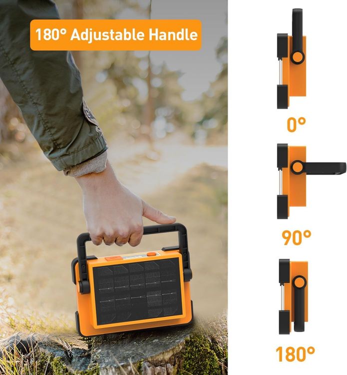 Picture of Rechargeable LED Work Light Solar Camping Floodlight Waterproof 2 Pack