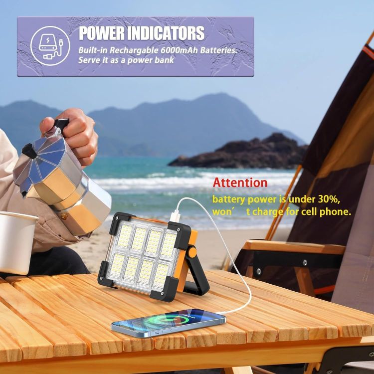 Picture of Rechargeable LED Work Light Solar Camping Floodlight Waterproof 2 Pack