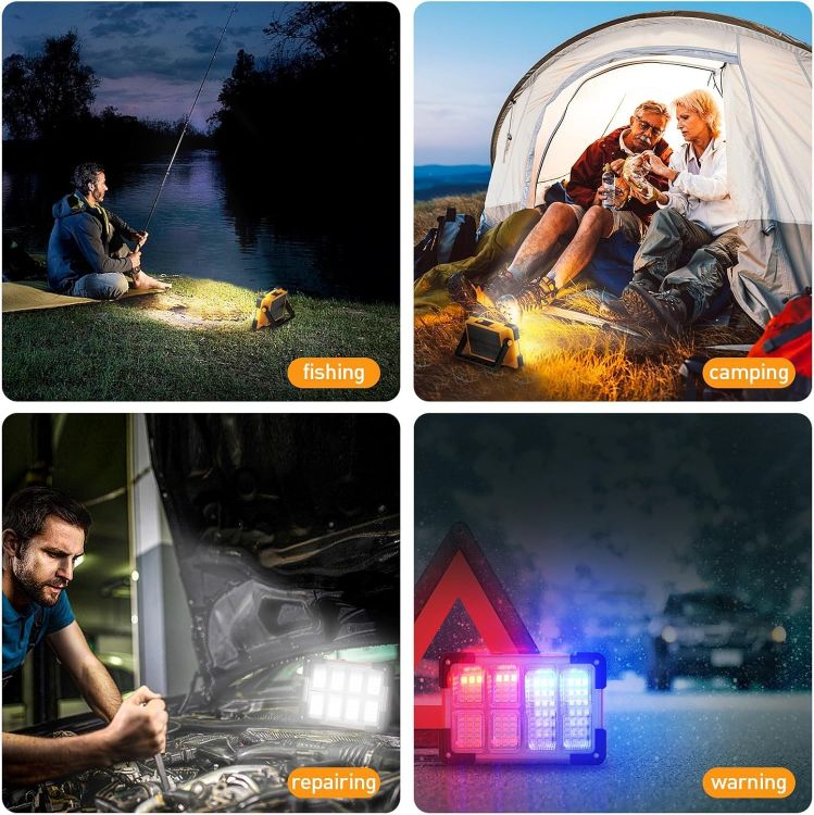 Picture of Rechargeable LED Work Light Solar Camping Floodlight Waterproof 2 Pack