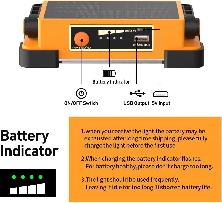 Picture of Rechargeable LED Work Light Solar Camping Floodlight Waterproof 2 Pack