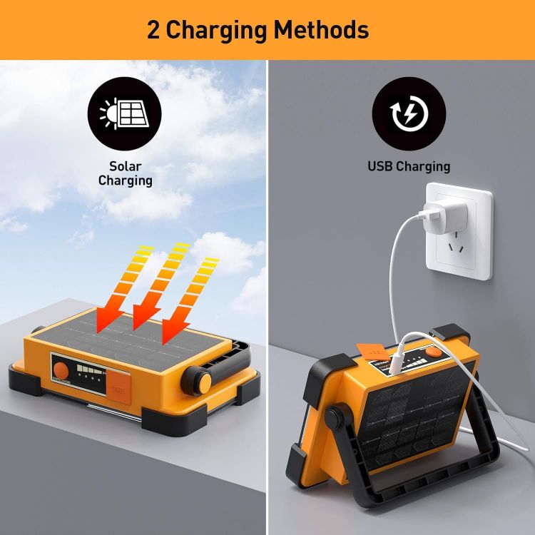 Picture of Rechargeable LED Work Light Solar Camping Floodlight Waterproof 2 Pack
