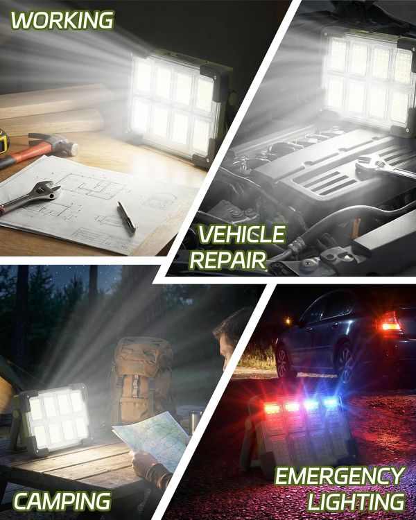 Picture of LED Rechargeable Work Light  LED Spot Light with USB Port  Portable Floodlight with 4 Modes Green Security Lights Waterproof for Fishing  Hiking Repairing  Emergency [Energy Class E]