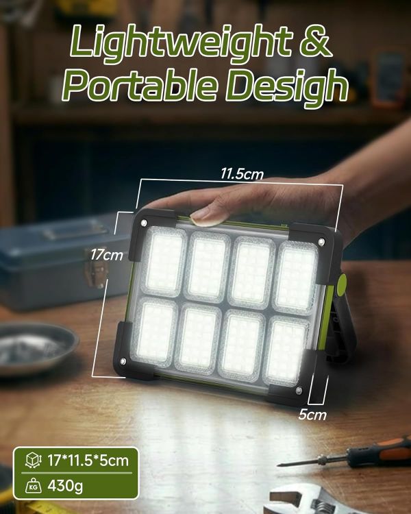 Picture of LED Rechargeable Work Light  LED Spot Light with USB Port  Portable Floodlight with 4 Modes Green Security Lights Waterproof for Fishing  Hiking Repairing  Emergency [Energy Class E]