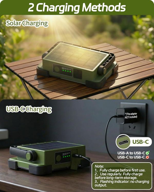 Picture of LED Rechargeable Work Light  LED Spot Light with USB Port  Portable Floodlight with 4 Modes Green Security Lights Waterproof for Fishing  Hiking Repairing  Emergency [Energy Class E]