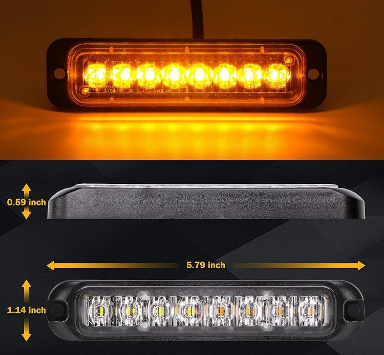 Picture of 8x8 LED Car Strobe Flashing Lights Amber Emergency Beacon Warning Light