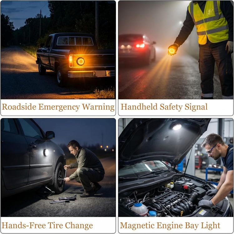 Picture of LED Emergency Warning Light Rotating Beacon with Magnet and Flash Modes