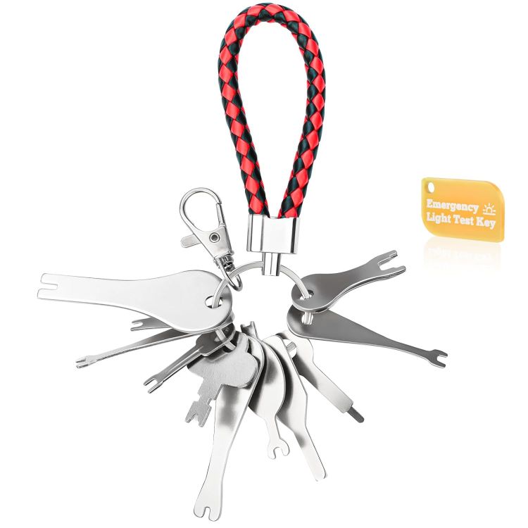 Picture of Emergency Light Test Key Set 11 Pack with Upgraded Braided Key Ring,  Fish Key Set for Emergency Lighting Test