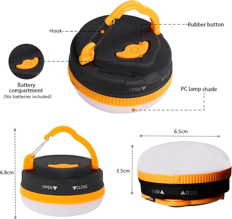Picture of LED Camping Lantern 3 Pack Waterproof Portable Tent Light Magnetic Base