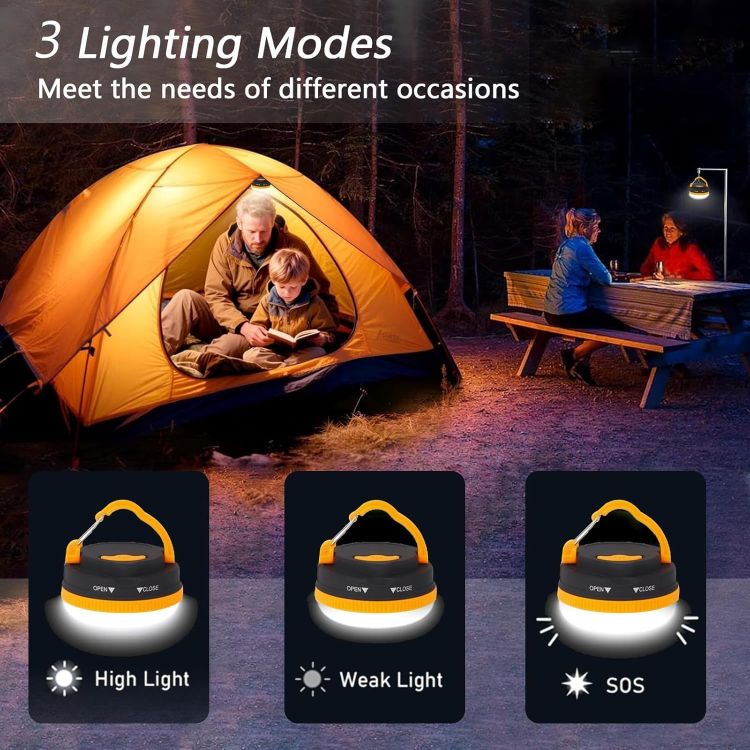 Picture of LED Camping Lantern 3 Pack Waterproof Portable Tent Light Magnetic Base