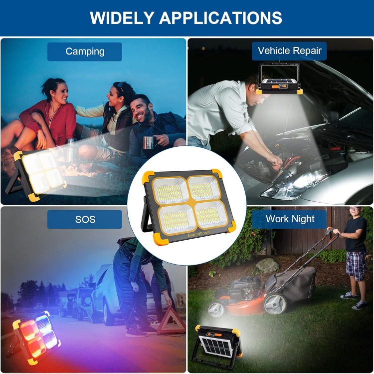 Picture of 100W Rechargeable LED Work Light 348 LEDs Solar USB Floodlight 4 Modes