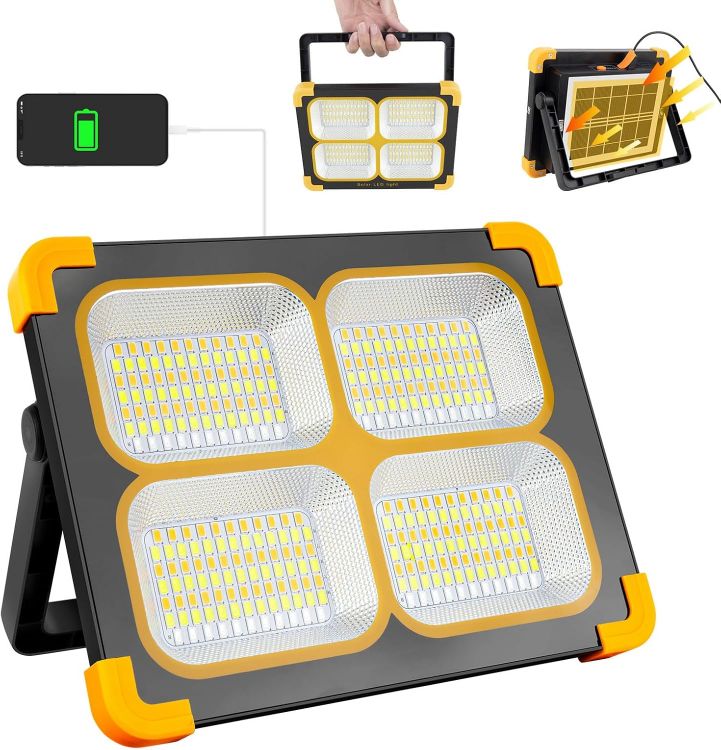Picture of 100W Rechargeable LED Work Light 348 LEDs Solar USB Floodlight 4 Modes