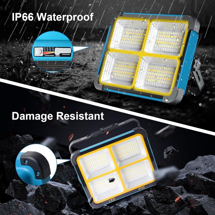Picture of Rechargeable LED Work Light 10000LM Portable Solar Flood Light with Stand Magnetic Base 5 Modes Waterproof Worklight for Car Repair Garage & Job Site Lighting
