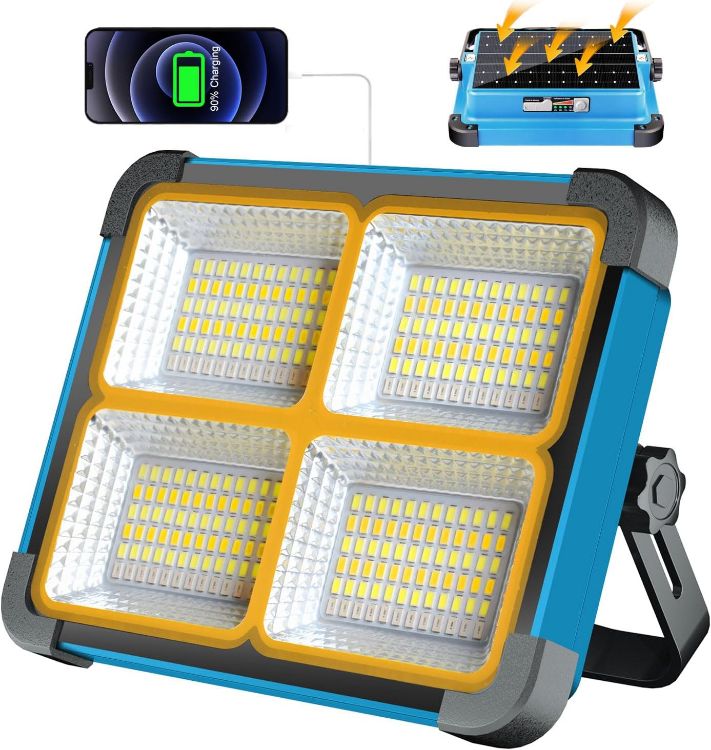 Picture of Rechargeable LED Work Light 10000LM Portable Solar Flood Light with Stand Magnetic Base 5 Modes Waterproof Worklight for Car Repair Garage & Job Site Lighting