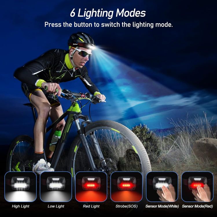Picture of Rechargeable LED Head Torch 2 Pack 2000L Sensor Control Waterproof Headlamp