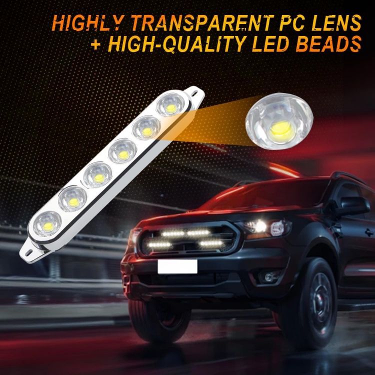 Picture of 4 in 1 Emergency Strobe Grille Lights with Flash Controller 12-24V 4x6-LED High Lighted Warning Hazard Flashing Light for Vehicles 12 Modes Strobe Lights Kit for Trucks Car ATV RV Van