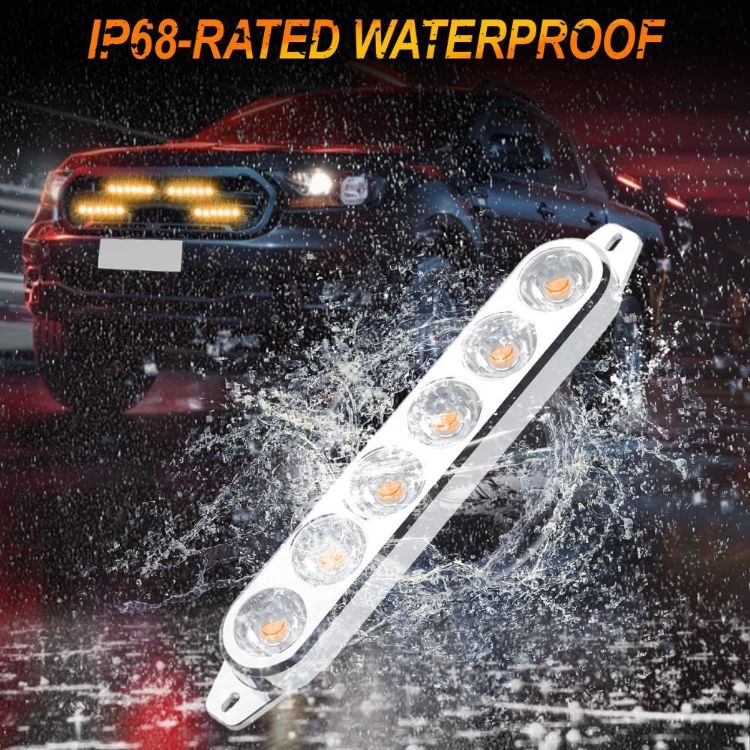 Picture of 4 in 1 Emergency Strobe Grille Lights with Flash Controller 12-24V 4x6-LED High Lighted Warning Hazard Flashing Light for Vehicles 12 Modes Strobe Lights Kit for Trucks Car ATV RV Van