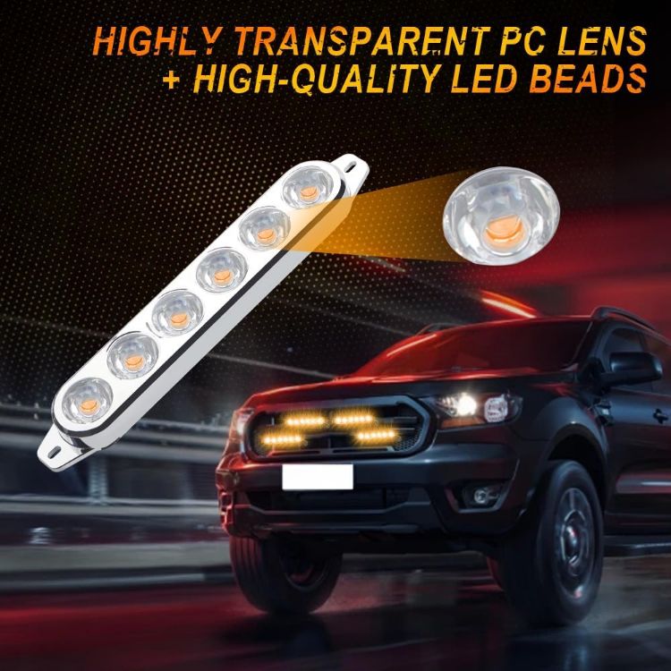 Picture of 4 in 1 Emergency Strobe Grille Lights with Flash Controller 12-24V 4x6-LED High Lighted Warning Hazard Flashing Light for Vehicles 12 Modes Strobe Lights Kit for Trucks Car ATV RV Van