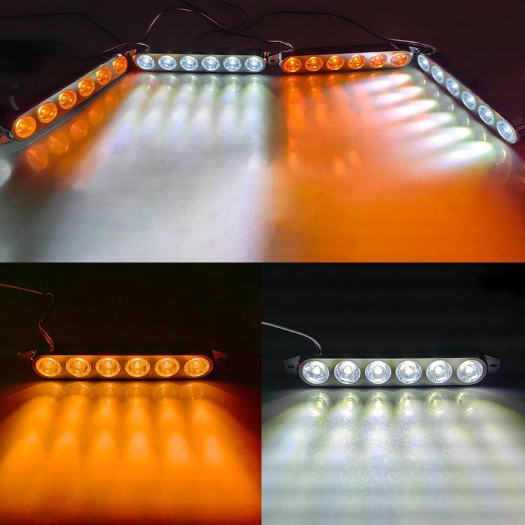 Picture of 4 in 1 Emergency Strobe Grille Lights with Flash Controller 12-24V 4x6-LED High Lighted Warning Hazard Flashing Light for Vehicles 12 Modes Strobe Lights Kit for Trucks Car ATV RV Van