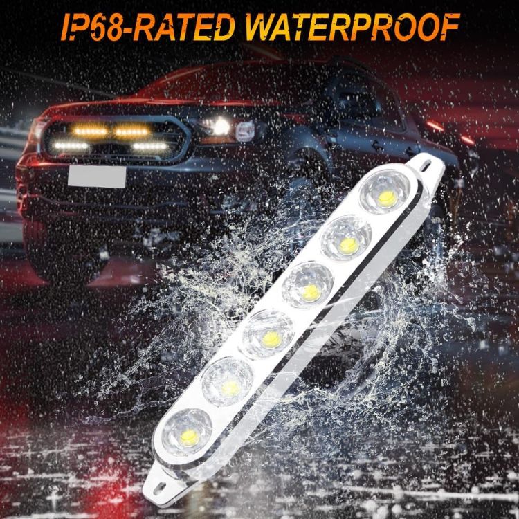 Picture of 4 in 1 Emergency Strobe Grille Lights with Flash Controller 12-24V 4x6-LED High Lighted Warning Hazard Flashing Light for Vehicles 12 Modes Strobe Lights Kit for Trucks Car ATV RV Van