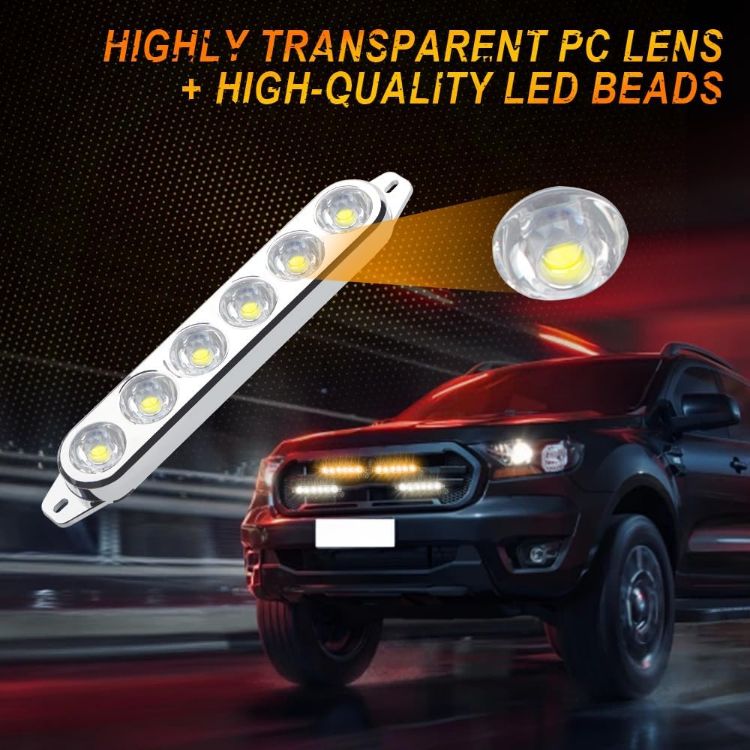 Picture of 4 in 1 Emergency Strobe Grille Lights with Flash Controller 12-24V 4x6-LED High Lighted Warning Hazard Flashing Light for Vehicles 12 Modes Strobe Lights Kit for Trucks Car ATV RV Van