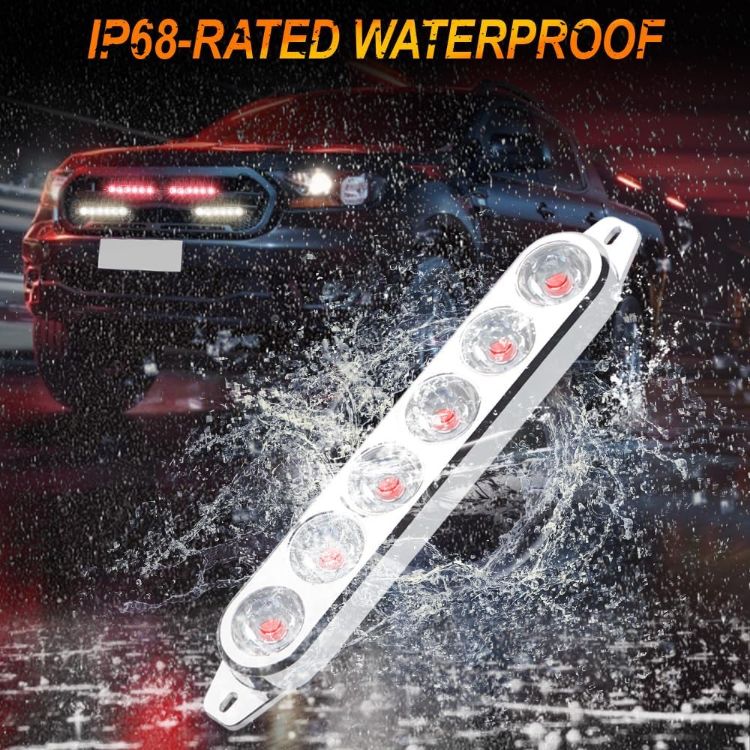 Picture of 4 in 1 Emergency Strobe Grille Lights with Flash Controller 12-24V 4x6-LED High Lighted Warning Hazard Flashing Light for Vehicles 12 Modes Strobe Lights Kit for Trucks Car ATV RV Van