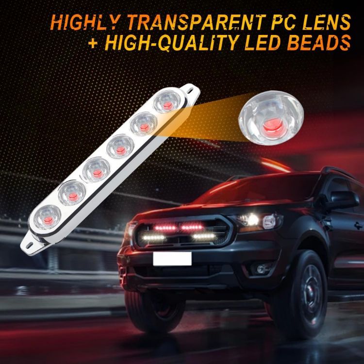 Picture of 4 in 1 Emergency Strobe Grille Lights with Flash Controller 12-24V 4x6-LED High Lighted Warning Hazard Flashing Light for Vehicles 12 Modes Strobe Lights Kit for Trucks Car ATV RV Van