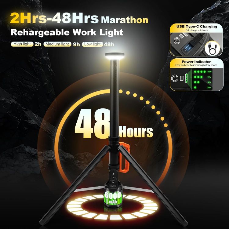 Picture of 360° Telescopic Rechargeable LED Work Light 3000LM IP65
