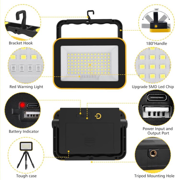 Picture of Rechargeable LED Work Light Portable Floodlight with 5 Modes