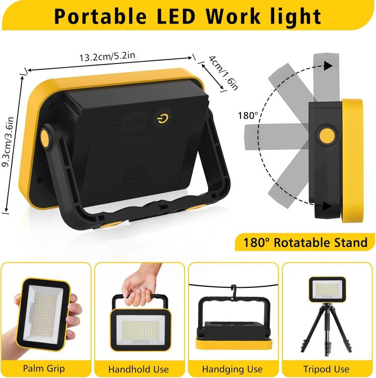 Picture of Portable Rechargeable LED Flood Lights 5 Modes 4 Pack
