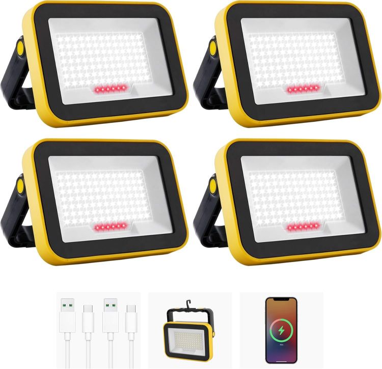 Picture of Portable Rechargeable LED Flood Lights 5 Modes 4 Pack