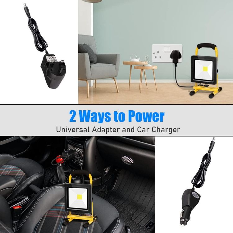Picture of 20W LED Rechargeable Work Light Super Bright 3000LM Portable Battery Floodlight Outdoor Battery Security Job Light IP65 Waterproof for Garage Garden Fishing Camping Car Repair BBQ