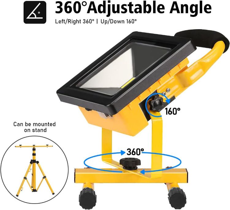 Picture of 20W LED Rechargeable Work Light Super Bright 3000LM Portable Battery Floodlight Outdoor Battery Security Job Light IP65 Waterproof for Garage Garden Fishing Camping Car Repair BBQ