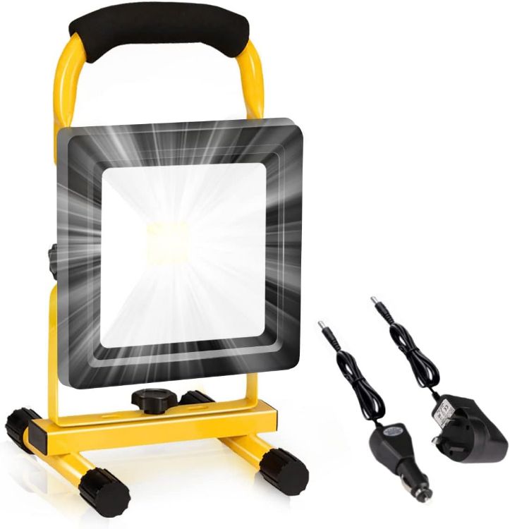 Picture of 20W LED Rechargeable Work Light Super Bright 3000LM Portable Battery Floodlight Outdoor Battery Security Job Light IP65 Waterproof for Garage Garden Fishing Camping Car Repair BBQ
