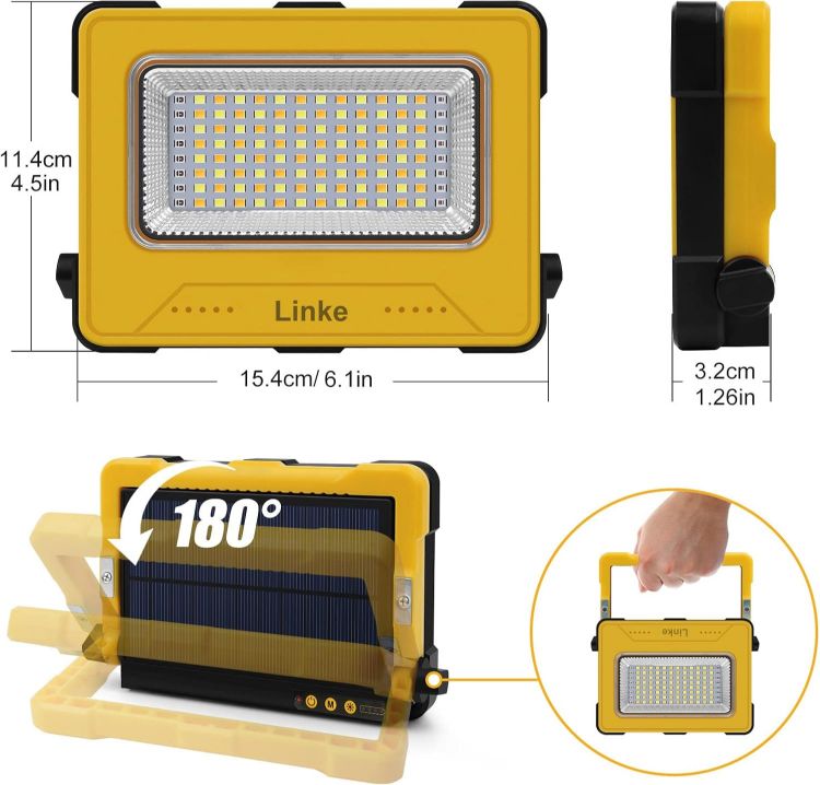 Picture of  Rechargeable Work Light 80W Super Bright Camping Lights with 10000mAh Battery Portable Floodlight with Magnetic  USB Solar Emergency Led Lantern for Tent Car Repairing Hiking & Fishing [Energy Class F]