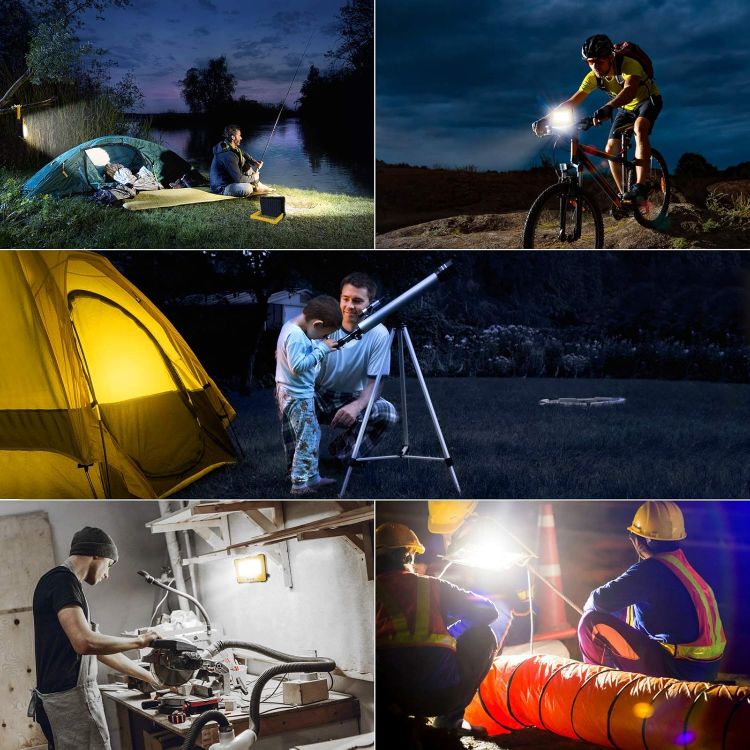 Picture of  Rechargeable Work Light 80W Super Bright Camping Lights with 10000mAh Battery Portable Floodlight with Magnetic  USB Solar Emergency Led Lantern for Tent Car Repairing Hiking & Fishing [Energy Class F]