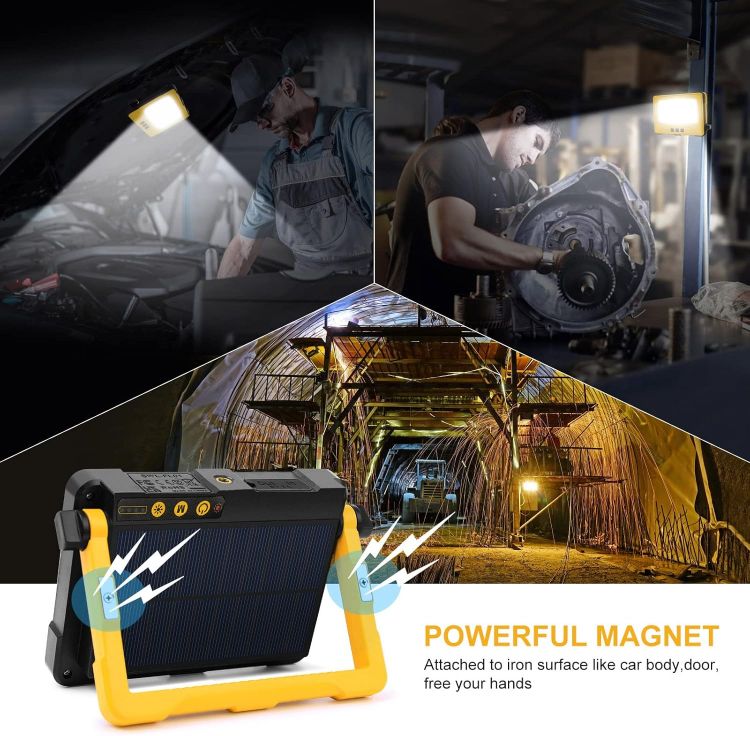 Picture of  Rechargeable Work Light 80W Super Bright Camping Lights with 10000mAh Battery Portable Floodlight with Magnetic  USB Solar Emergency Led Lantern for Tent Car Repairing Hiking & Fishing [Energy Class F]