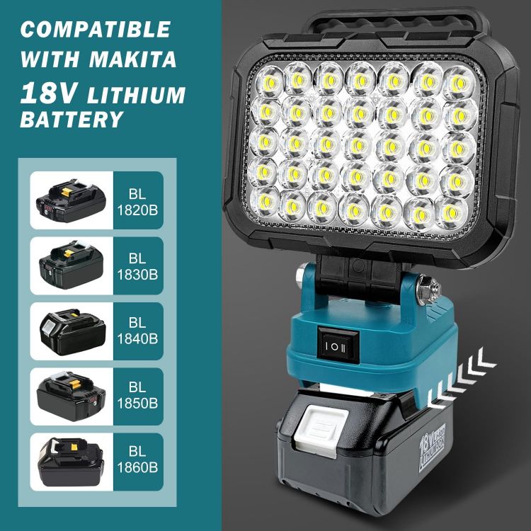 Picture of LED Work Light for Makita 18V Battery 35LED Portable Cordless LED Floodlight with Dual USB Charging Port for Garage Workshop Emergency Camping (No Battery) [Energy Class G]