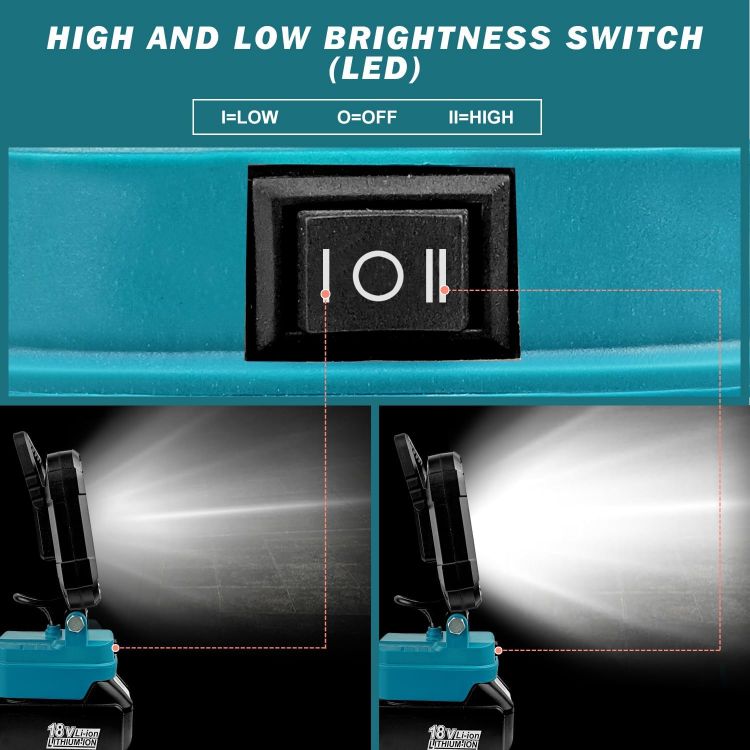 Picture of LED Work Light for Makita 18V Battery 35LED Portable Cordless LED Floodlight with Dual USB Charging Port for Garage Workshop Emergency Camping (No Battery) [Energy Class G]