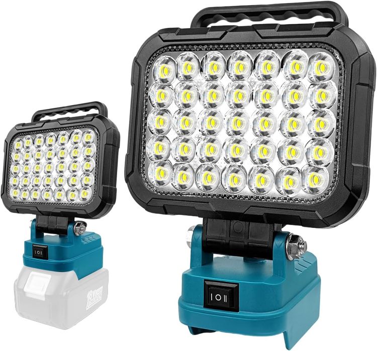 Picture of LED Work Light for Makita 18V Battery 35LED Portable Cordless LED Floodlight with Dual USB Charging Port for Garage Workshop Emergency Camping (No Battery) [Energy Class G]
