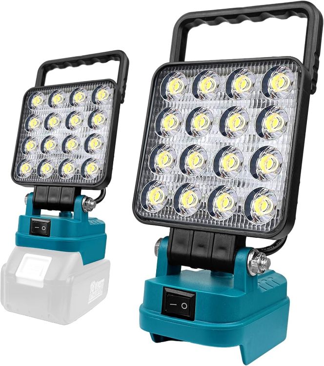 Picture of Portable Cordless LED Work Light for Makita 18V Battery  48W Garage Lights  Camping Lights with Dual USB Charging Port Job Site Spotlights (No Battery) [Energy Class G]