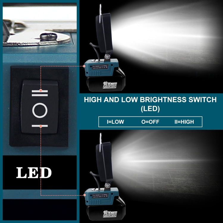 Picture of Portable Cordless LED Work Light Lamp for Makita 14.4V-18V LXT Battery with USB & Type C PD18W Dual Fast Charging Port  Garage Lights  Camping Lights  Job Site Spotlights(No Battery) [Energy Class G]