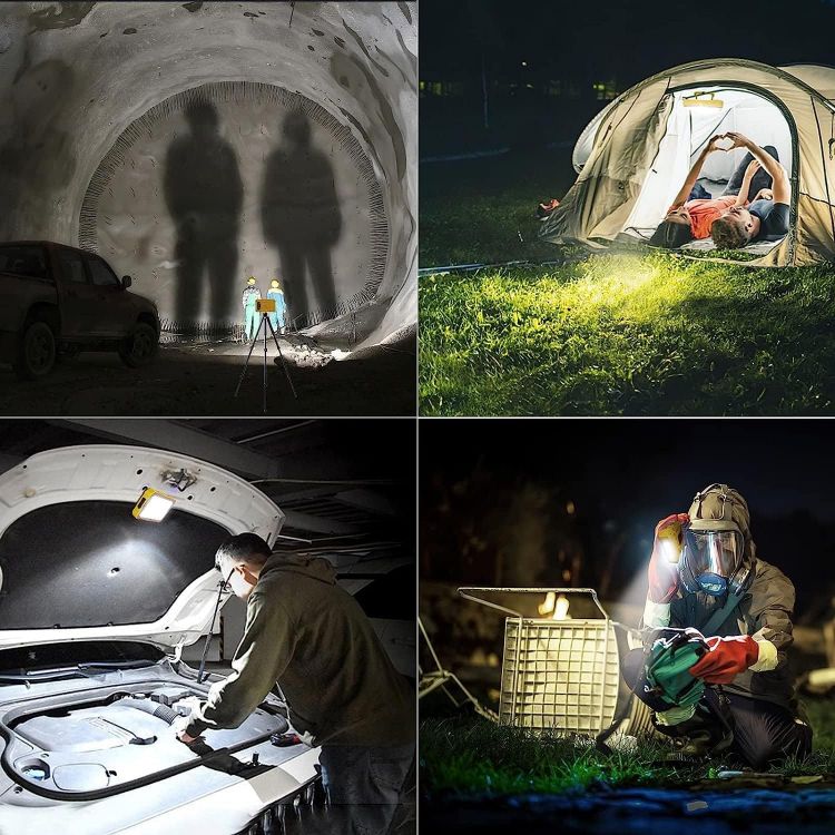 Picture of 30W Rechargeable Work Light 3000LM LED Work Light with Magnetic 4 Lighting Modes 3 Brightness Portable Camping Lights Emergency Flashlight for Hiking, Repairing Power Cuts  2 Pack [Energy Class F]