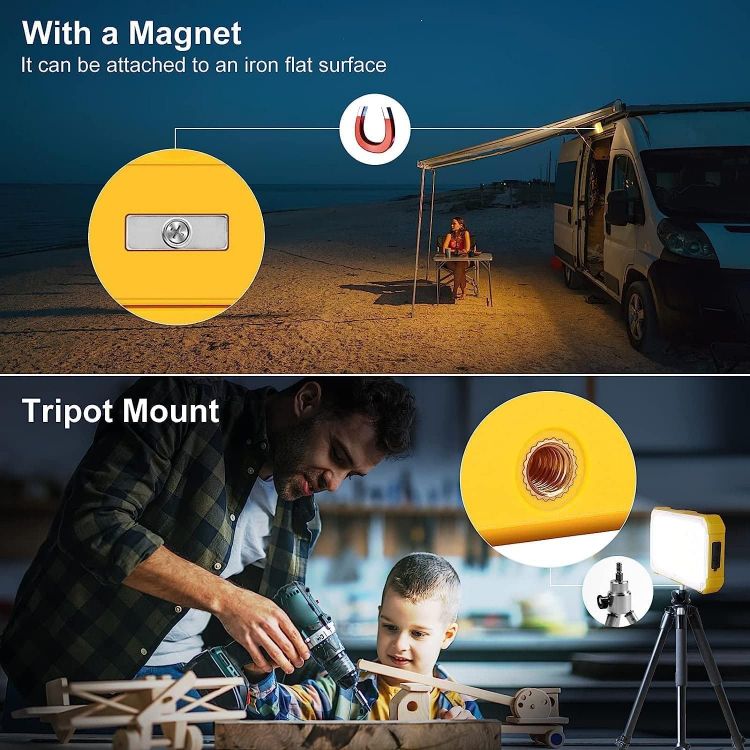 Picture of 30W Rechargeable Work Light 3000LM LED Work Light with Magnetic 4 Lighting Modes 3 Brightness Portable Camping Lights Emergency Flashlight for Hiking, Repairing Power Cuts  2 Pack [Energy Class F]