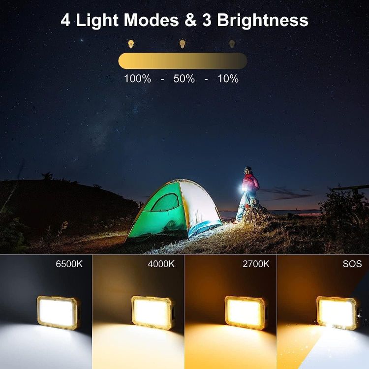 Picture of 30W Rechargeable Work Light 3000LM LED Work Light with Magnetic 4 Lighting Modes 3 Brightness Portable Camping Lights Emergency Flashlight for Hiking, Repairing Power Cuts  2 Pack [Energy Class F]