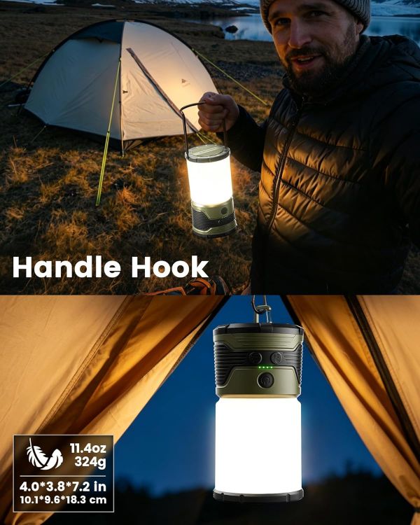 Picture of Camping Light Portable  1200LM Rechargeable Camping Lantern with 7 Light Modes IP45 Camping Accessories  Outdoor Lights with 5000mAh USB C Power Bank for Hurricane Emergency  Power Outages [Energy Class B]