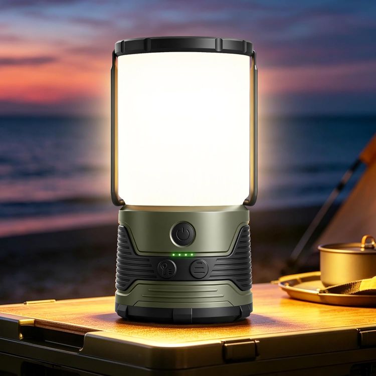 Picture of Camping Light Portable  1200LM Rechargeable Camping Lantern with 7 Light Modes IP45 Camping Accessories  Outdoor Lights with 5000mAh USB C Power Bank for Hurricane Emergency  Power Outages [Energy Class B]