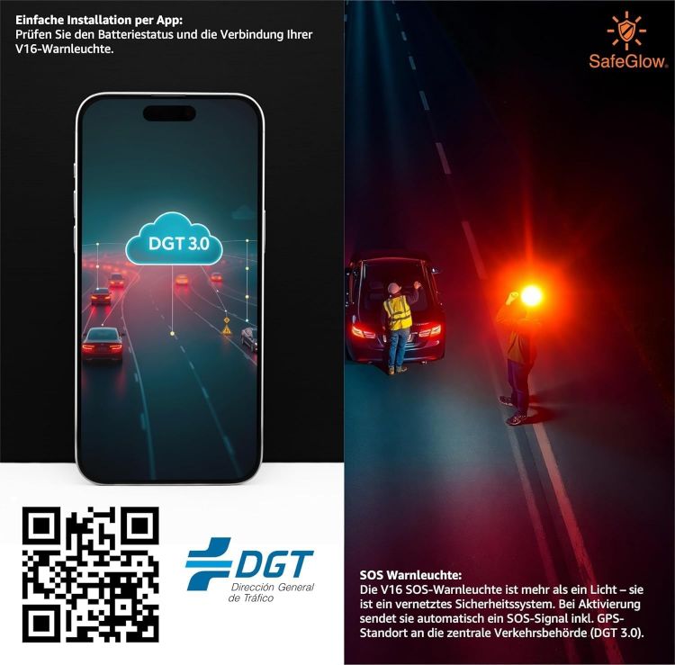 Picture of V16 DGT Emergency Warning Light SIM GPS Breakdown Beacon Spain