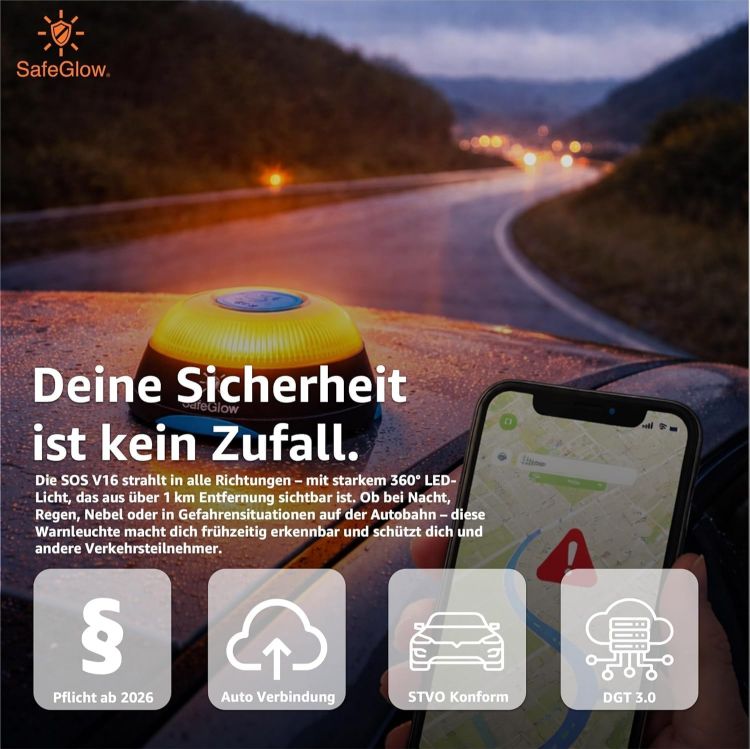 Picture of V16 DGT Emergency Warning Light SIM GPS Breakdown Beacon Spain