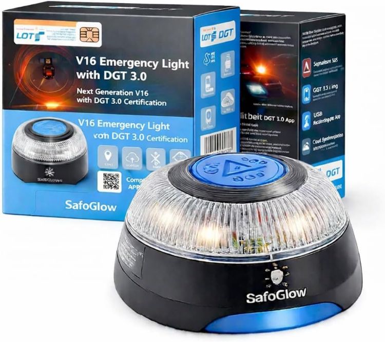 Picture of V16 DGT Emergency Warning Light SIM GPS Breakdown Beacon Spain